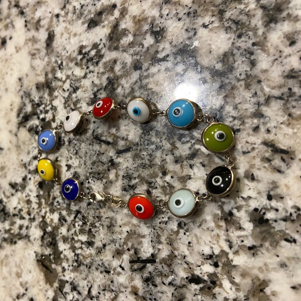 Serling Silver Evil Eye Bracelet Multicolor